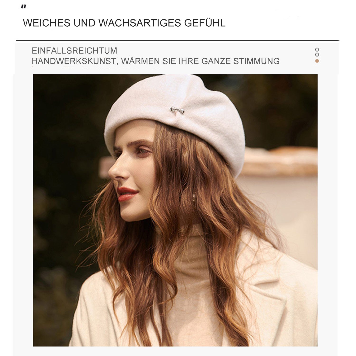 Frauen Kappe Weiß Baskenmützen Baskenmütze Beret Retro-Mode Weibliche Bonnet Wool MAGICSHE