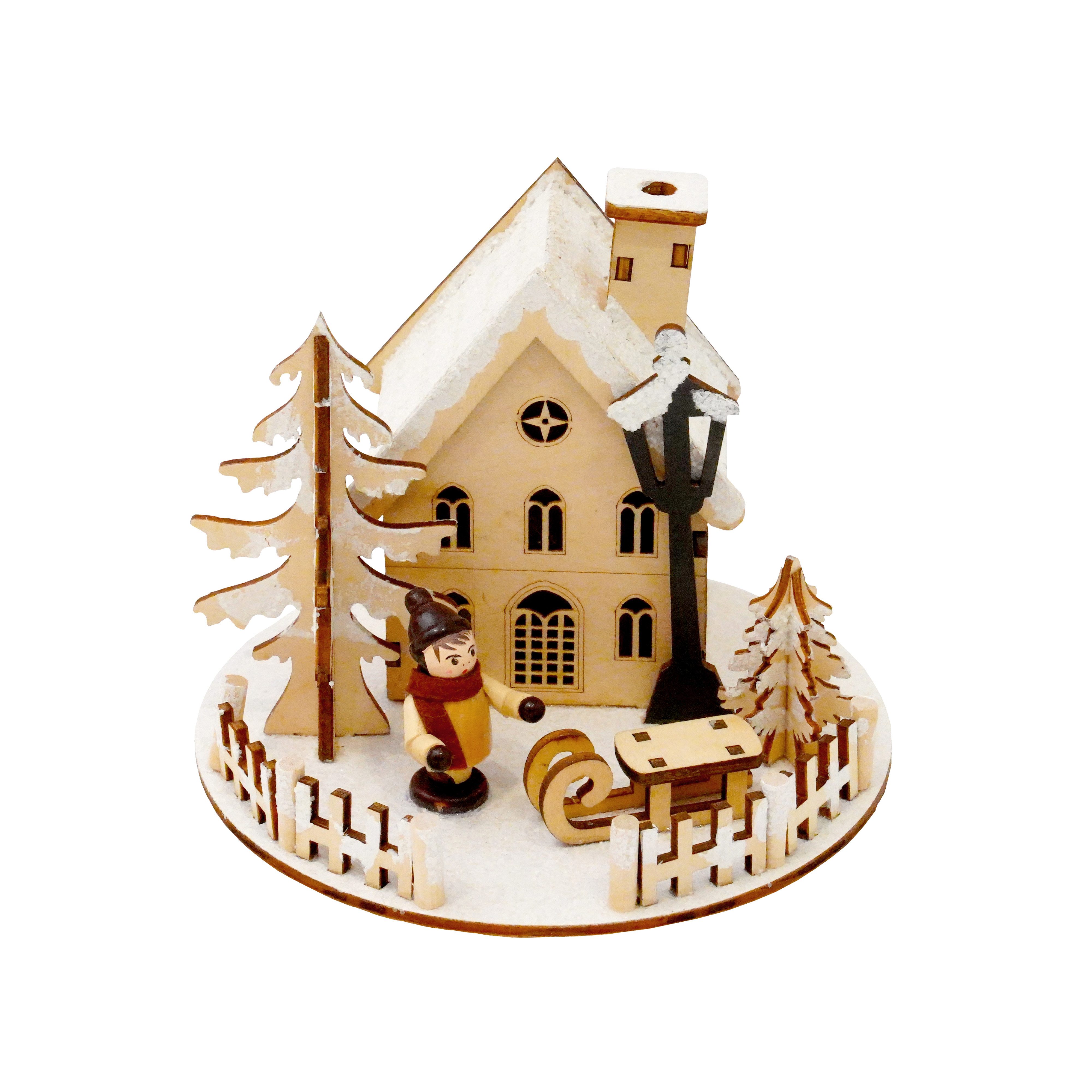 HTI-Living Weihnachtshaus Weihnachtshaus LED beleuchtet mit Schlittenjunge, günstig online kaufen