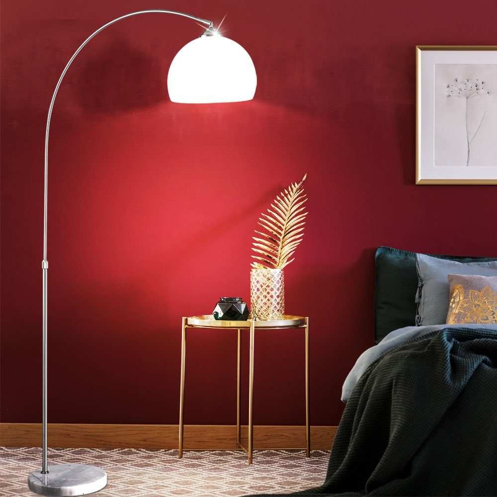 etc-shop LED Stehlampe, Leuchtmittel inklusive, Bogen Wohn Zimmer höhenverstellbar Stand Steh Leuchte im Marmor Warmweiß, Lampe