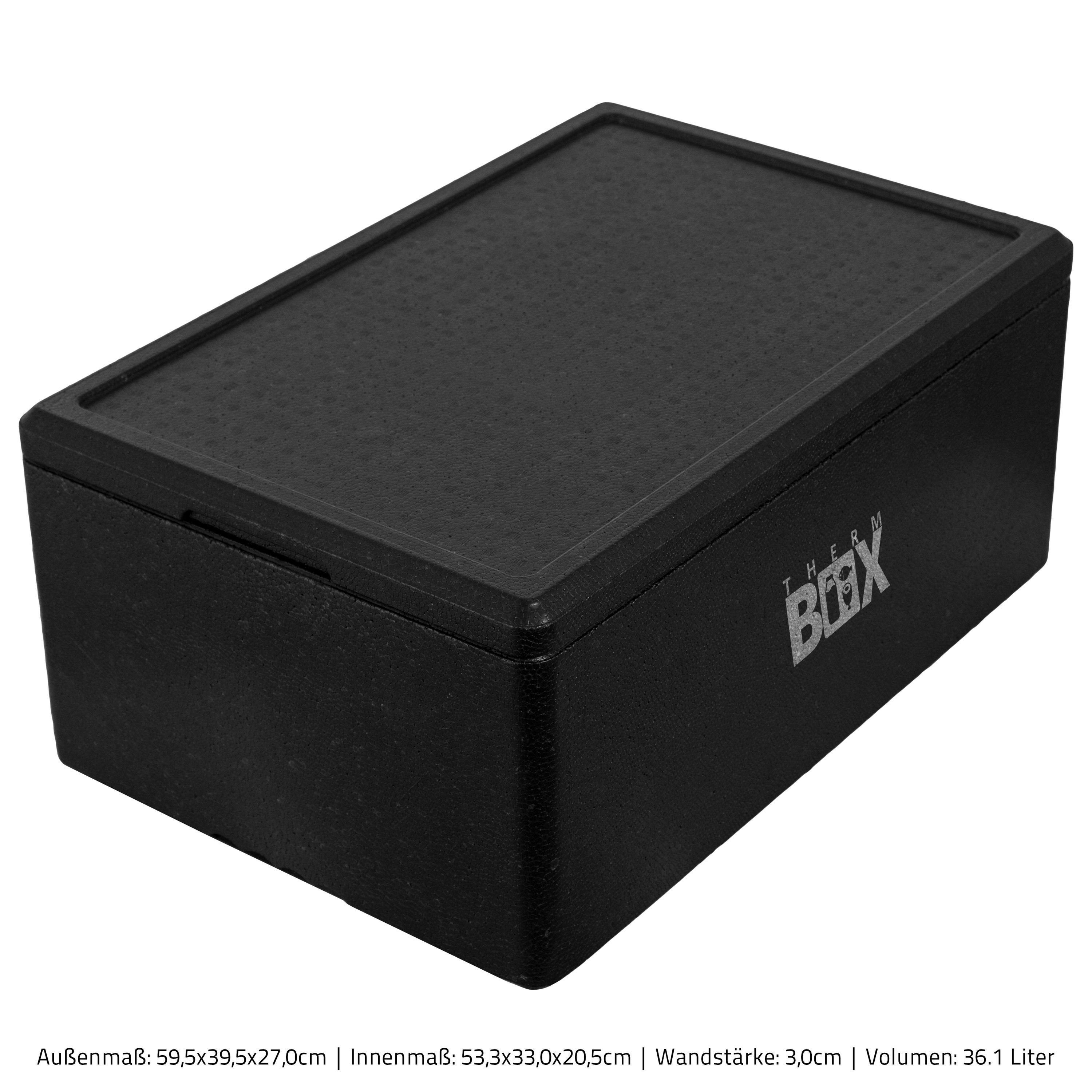 THERM-BOX Thermobehälter Profibox 36B Wand: Deckel (0-tlg., Wiederverwendbar Kühlbox Innenmaß:53x33x20cm, Styroporbox Karton), mit Styropor-Piocelan, im Box Thermbox Warmhaltebox 3cm Isolierbox 36,1L
