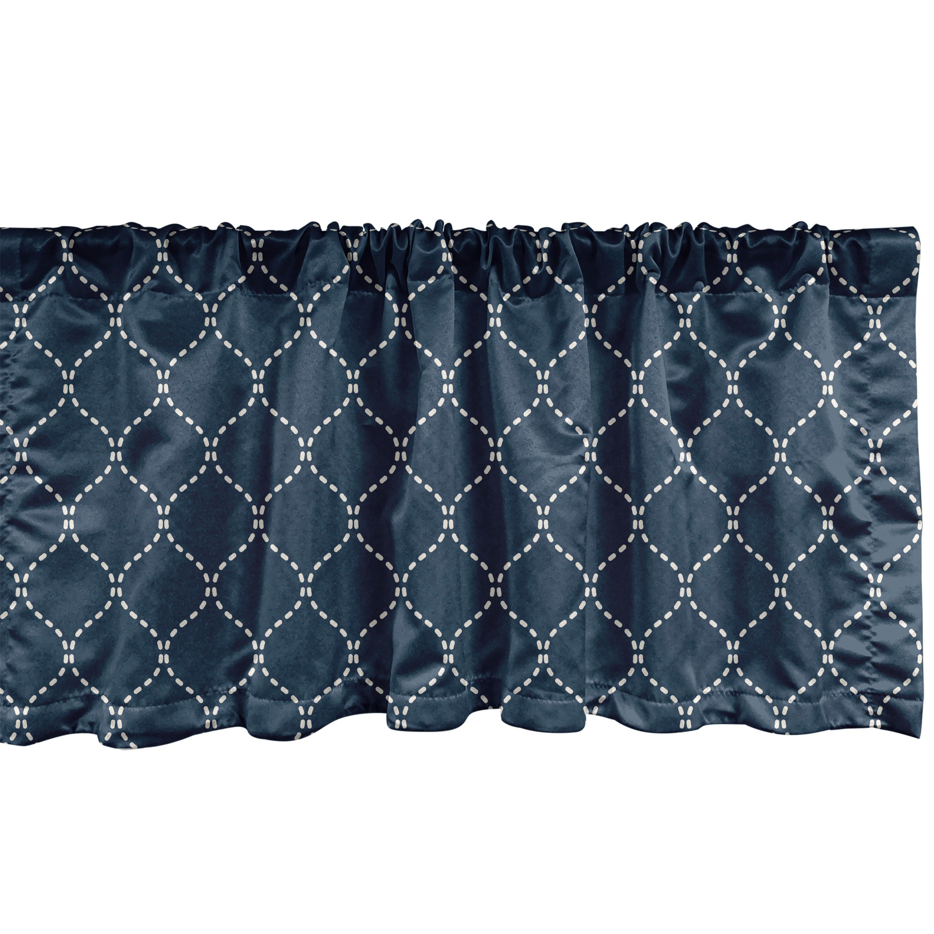 Scheibengardine Vorhang Volant für Küche Schlafzimmer Dekor mit Stangentasche, Abakuhaus, Microfaser, Geometrisch Gitter-Muster