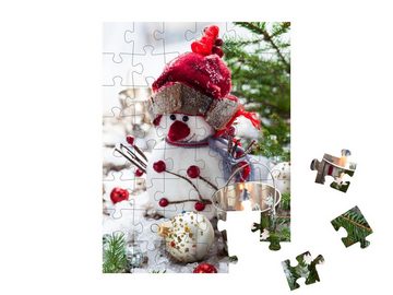 puzzleYOU Puzzle Weihnachtsdekoration mit Schneemann, 48 Puzzleteile, puzzleYOU-Kollektionen Weihnachten