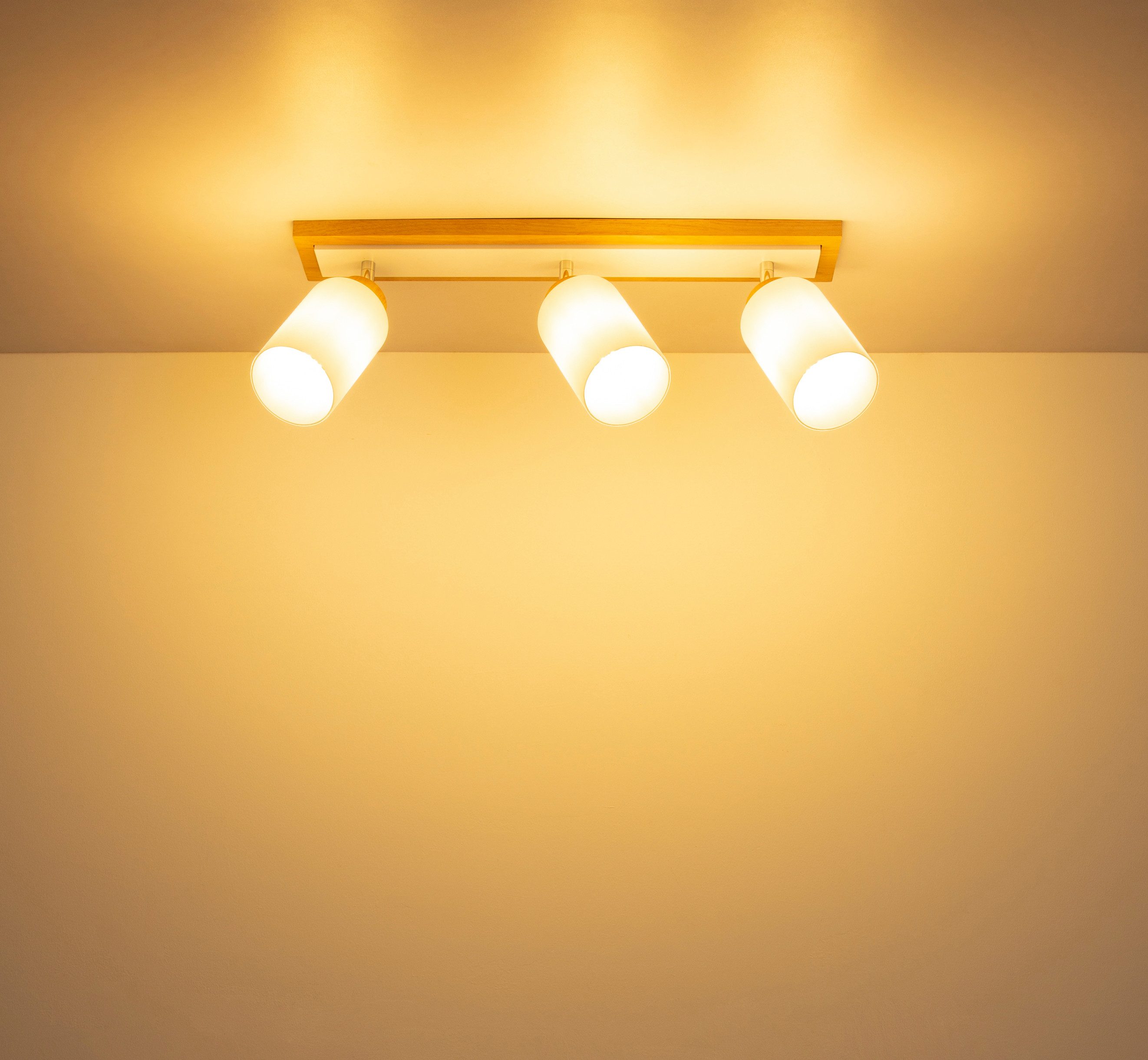 GLOBO LIGHTING Deckenstrahler ROWENA, ohne Leuchtmittel, Flexibler Strahler, drehbar, Holz & Metall, klassisch modern