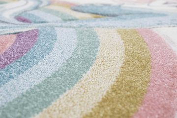 Kinderteppich Kinderteppich Meerjungfrau Kinderzimmer Teppich Prinzessin pastell, Teppich-Traum, Rund, Höhe: 13 mm