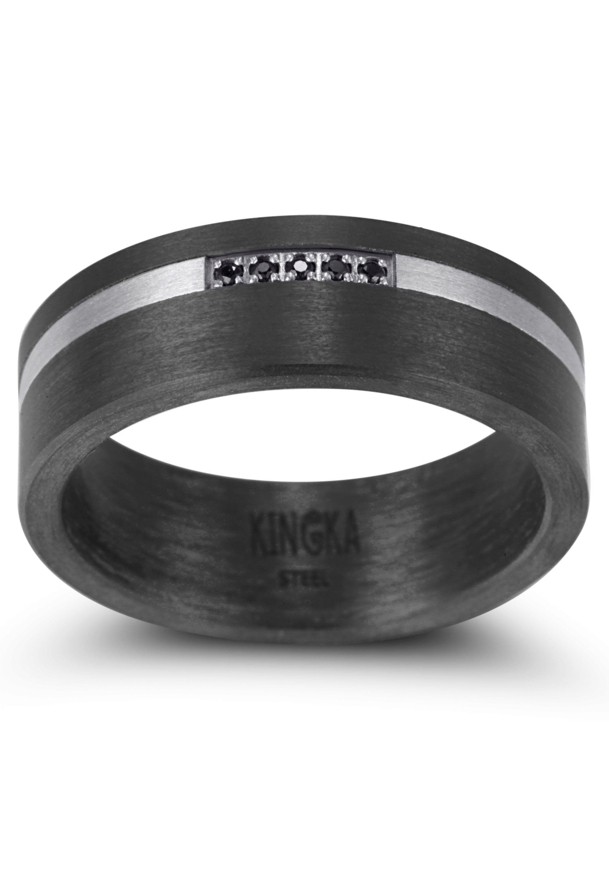 Kingka Partnerring Carbon, CR022BKS2,3,4,5,6,7,8,9,10, mit Zirkonia (synth)