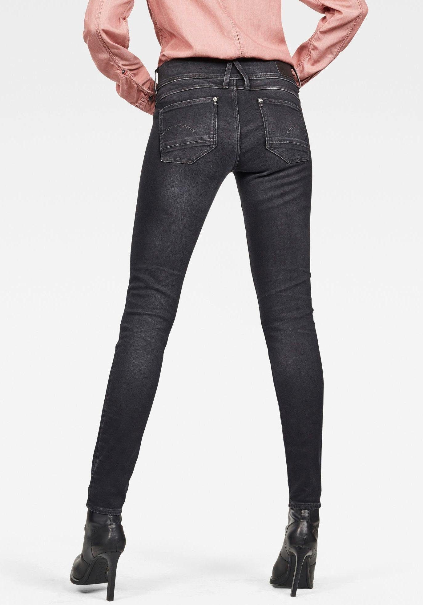 Form Taille in RAW Skinny Skinny-fit-Jeans G-Star mit fit mittelhoher mit 5-Pocket-Style Elasthan-Anteil, enger Skinny Waist Mid