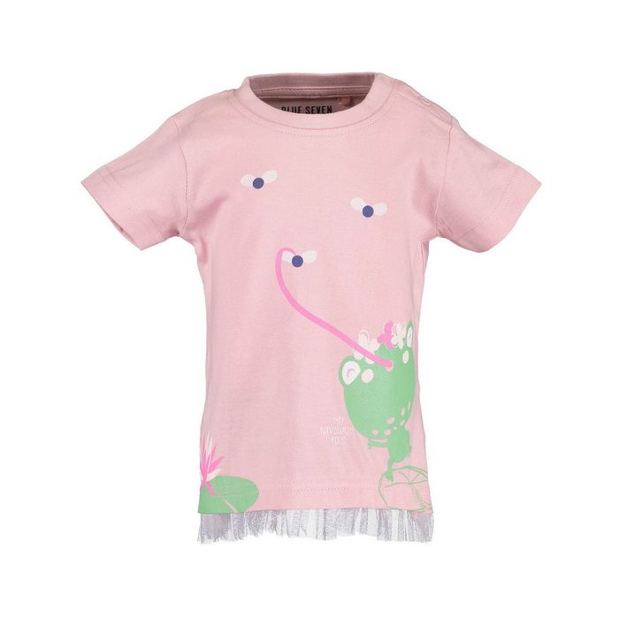 Blue Seven T-Shirt Blue Seven Baby Mädchen T-Shirt "Frosch" in rosa aus reiner Baumwolle mit Frontprint