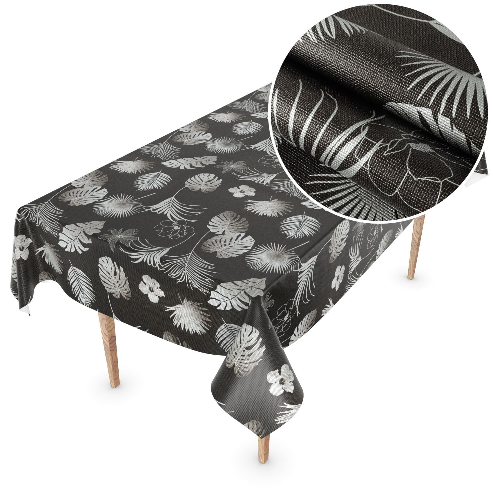 ANRO Tischdecke Besonders Feine Wachstuchtischdecke Premium Gartentischdecke (Einzelstück 1-tlg), Prägung 140x100cm wasserabweisend