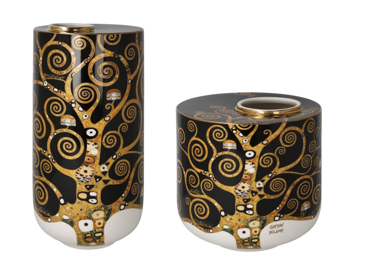 Goebel Dekovase Gustav Klimt, mit Echtgoldauflage, Schwarz, Der Lebensbaum, H: 25.5cm