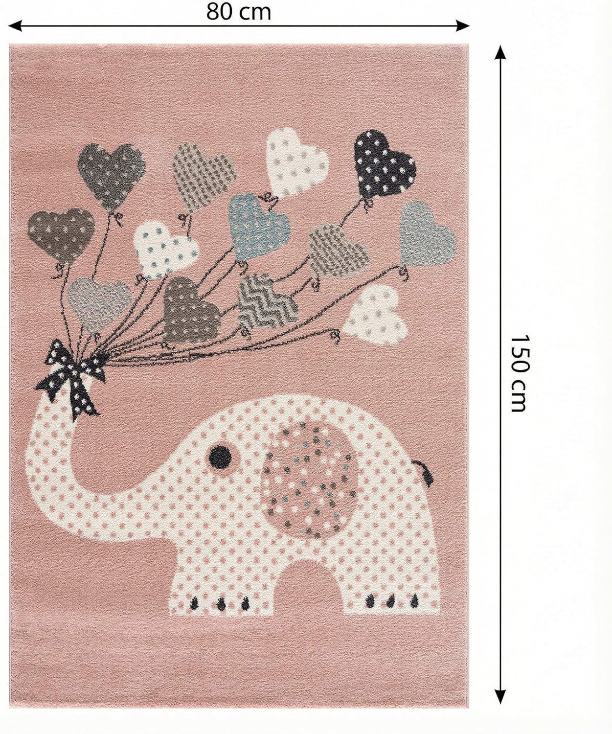 Jimri Kinderteppich Elefant mit Luftballons, Läufer, Kurzflor