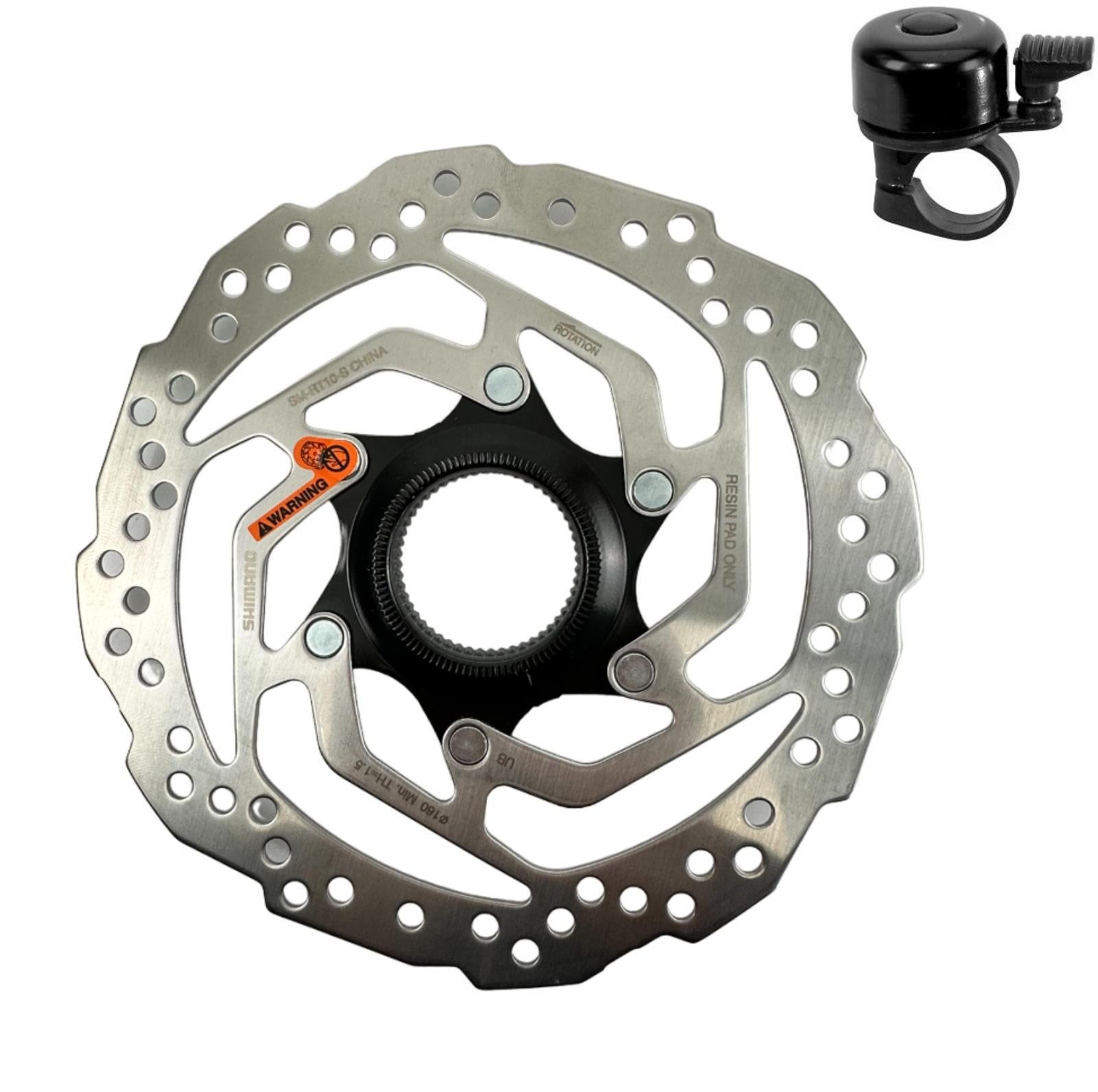 maxxi4you Bremsscheibe Shimano 160mm Fahrrad Bremsscheibe SM-RT10 inkl. Fahrradklingel