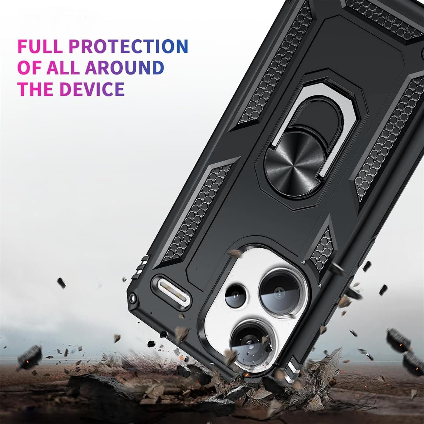 CoolGadget Handyhülle Armor Shield Case für Xiaomi Redmi Note 13 Pro+ 5G 6,67 Zoll, Outdoor Cover Magnet Ringhalter Handy Hülle für Redmi Note 13 Pro+ 5G – Bild 5 von 5