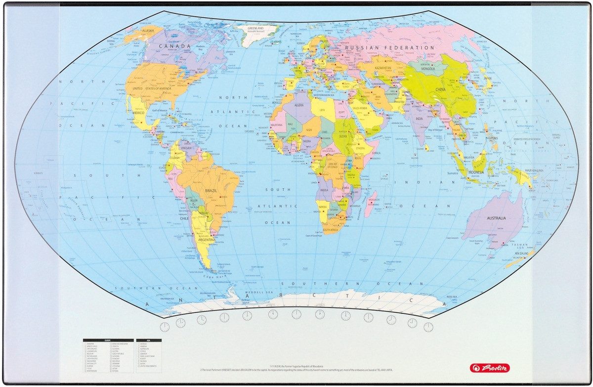 Herlitz Schreibtischunterlage Schreibunterlage 44x68cm Kunststoff Weltkarte politisch (20 Stück)