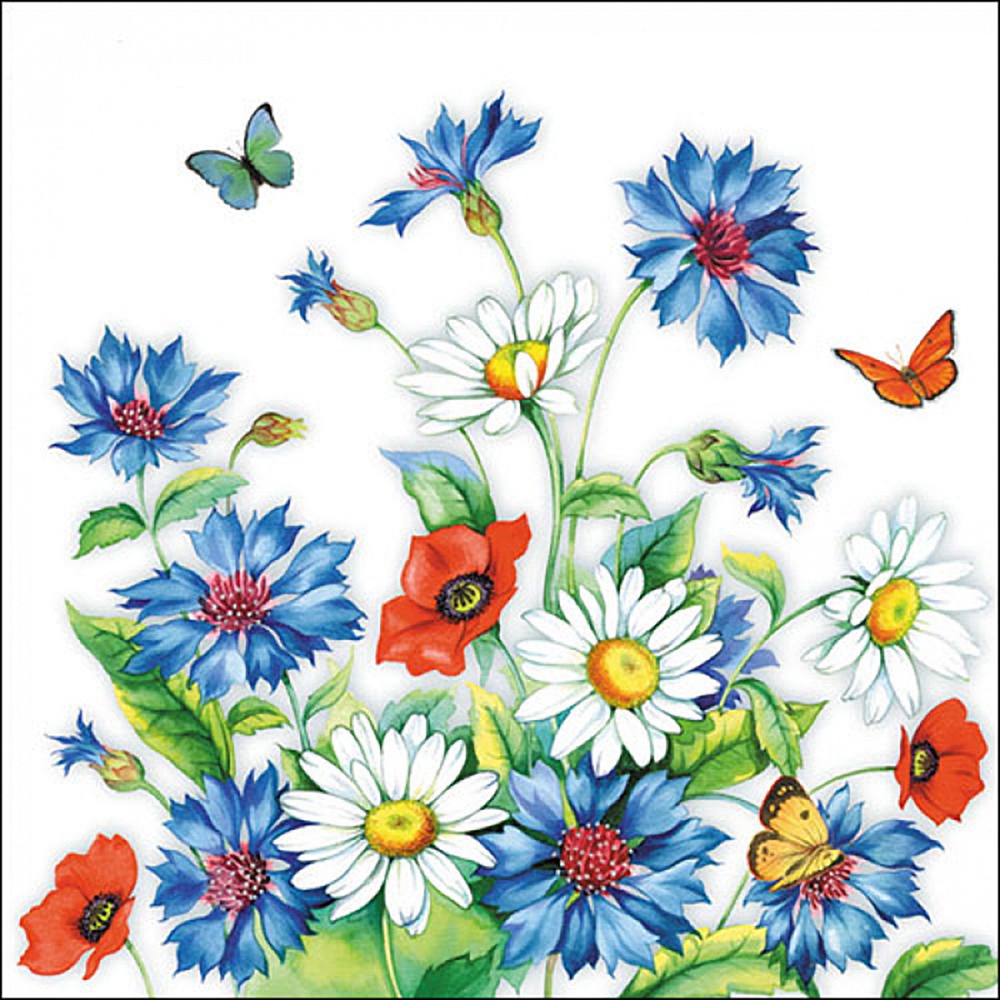 Ambiente Luxury Paper Products Papierserviette, Servietten Papier 33x33cm 3-lagig mit Wildblumen Motiv 20 Stück