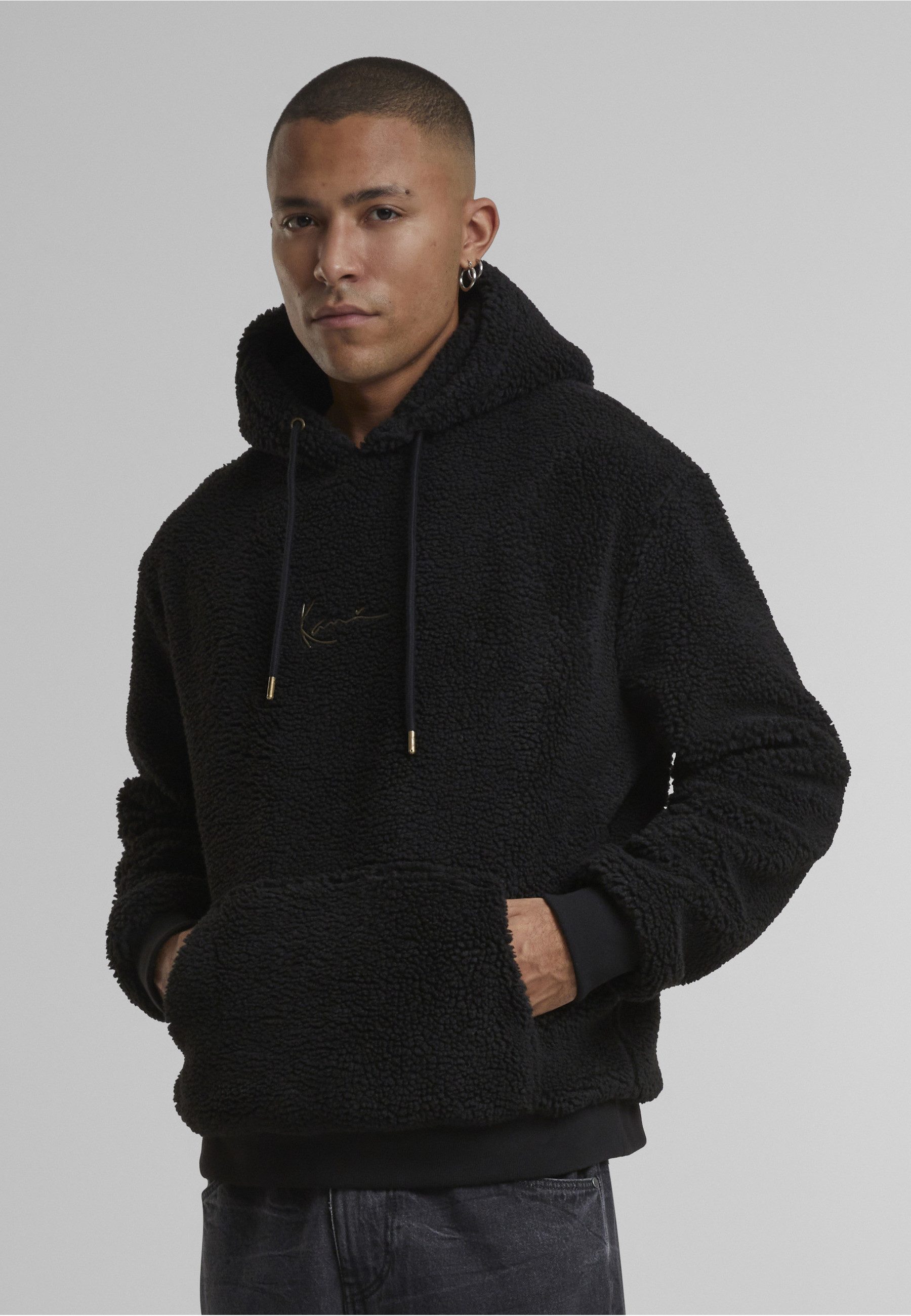 Karl Kani Kapuzensweatshirt Karl Kani SMALL SIGNATURE TEDDY HOODIE BLACK (1-tlg)
