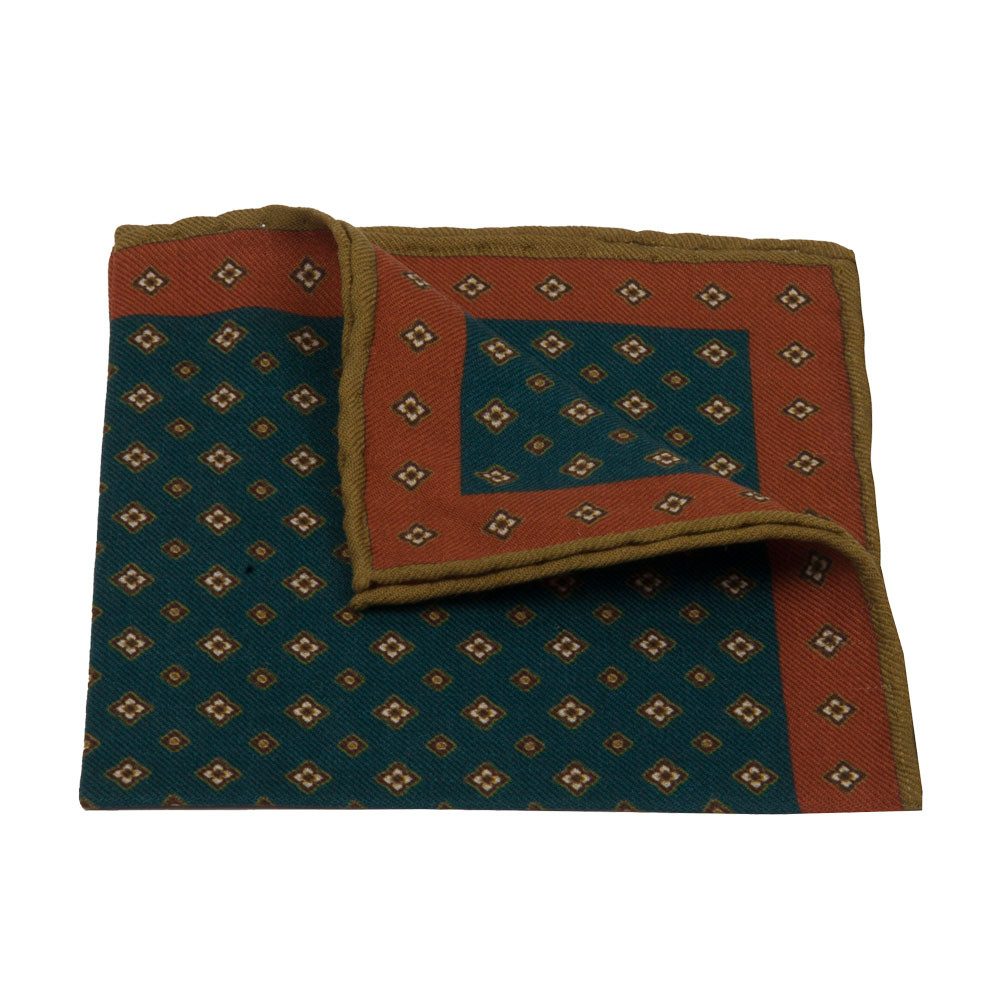 BGENTS Einstecktuch Handrolliertes Einstecktuch aus Wolle mit geometrischem Muster, Geometrischem Muster