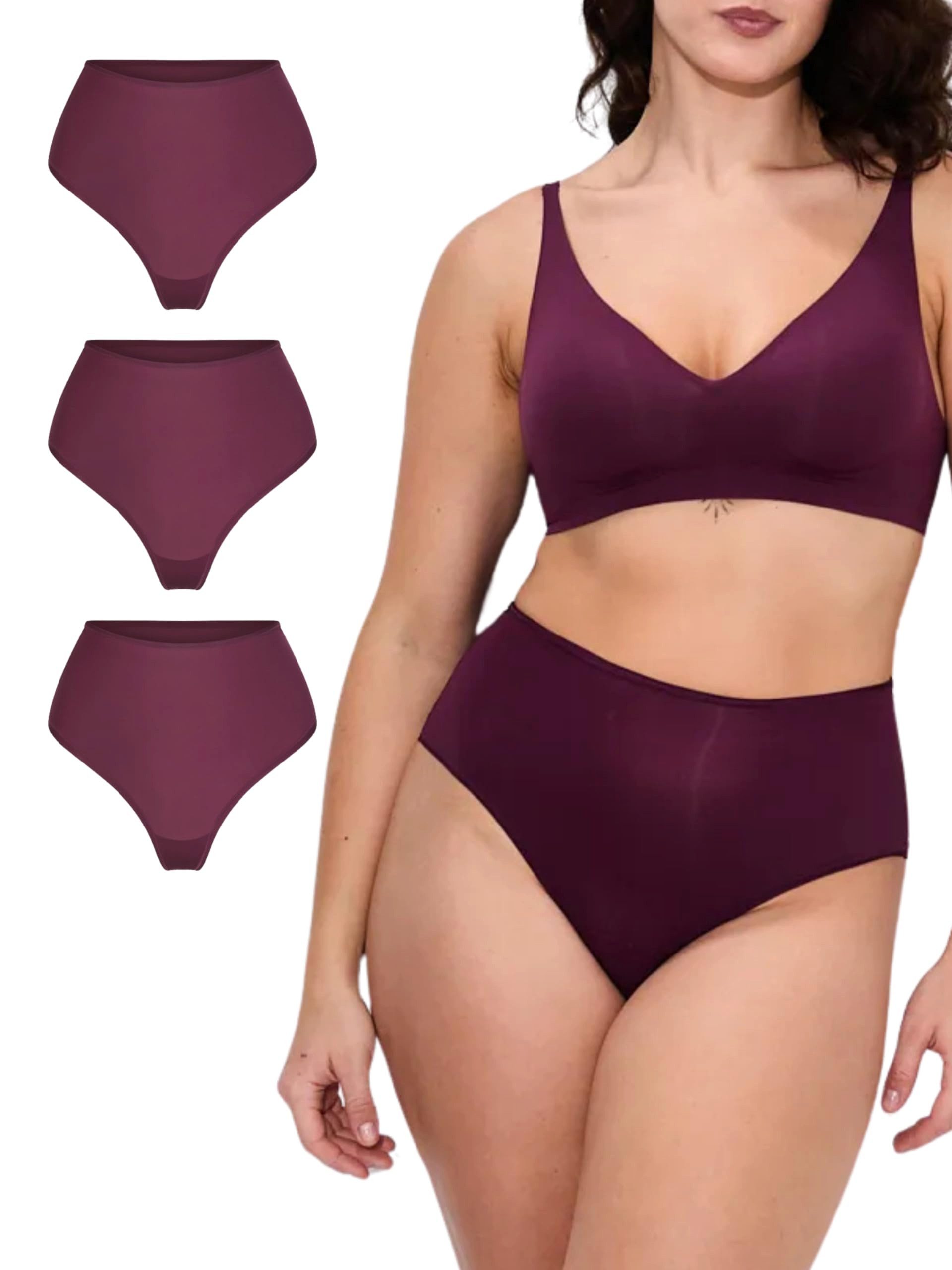 cfab by creamy fabrics Tanga High-Waist Tanga, 3er Pack-Burgundy-3XL