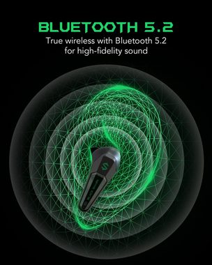 Black Shark Bluetooth 5.2 Kabellos mit Extrem Niedriger Latenz von 55 ms In-Ear-Kopfhörer (Experten abgestimmter Ton mit übergroßen Treibern für beeindruckenden Klang., mit Dual-Modi 10-mm-Treiber 35 h Spielzeit IPX4 Wasserdicht 4Mikrofone)