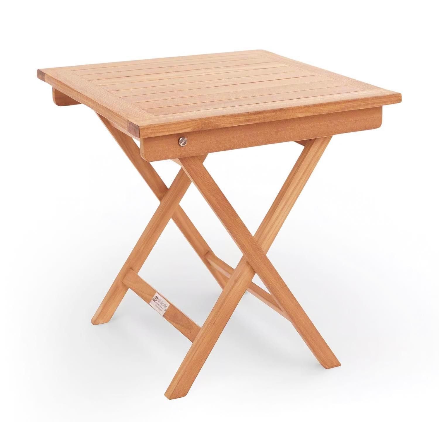 Outdoor Beistelltisch RIVA, Braun, Teakholz massiv, Klappbar, (1-St), B 50 x H 50 x T 50 cm