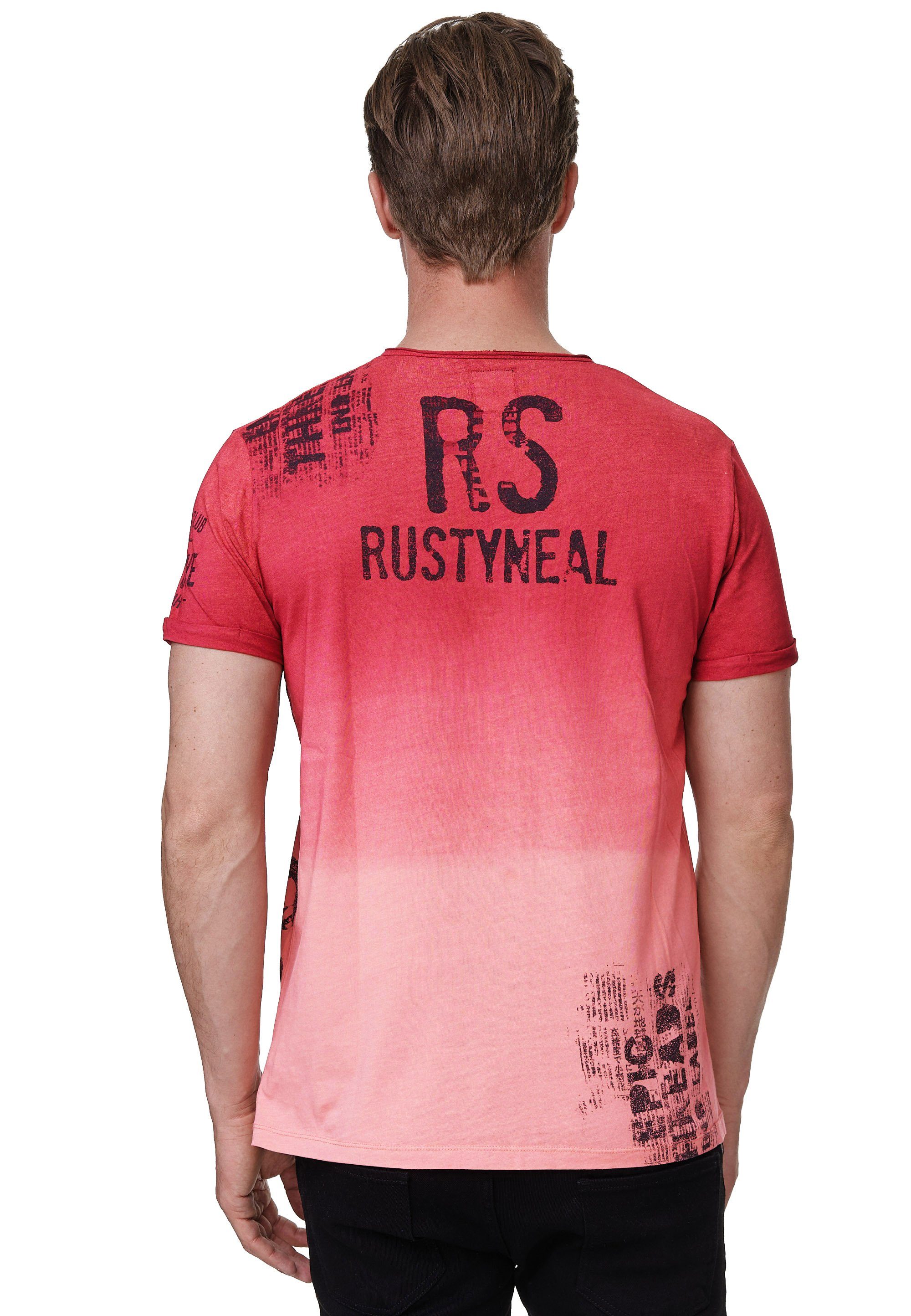 trendigem Shirt Rusty bordeaux T-Shirt Neal Rusty Markenprint Neal mit
