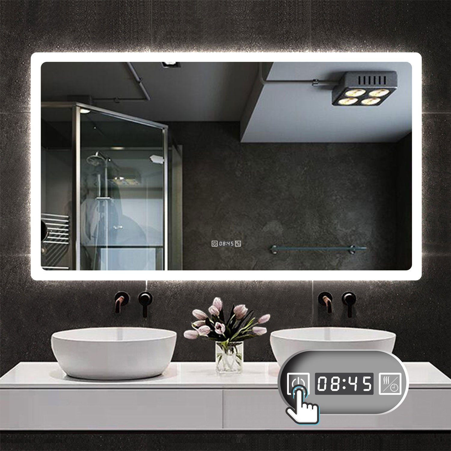 duschspa Badspiegel Wandspiegel Badezimmerspiegel mit LED Beleuchtung, LED günstig online kaufen