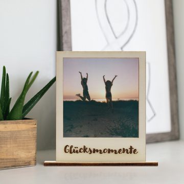 WANDStyle Bilderrahmen für Polaroid, aus Holz mit Gravur "Glücksmomente"