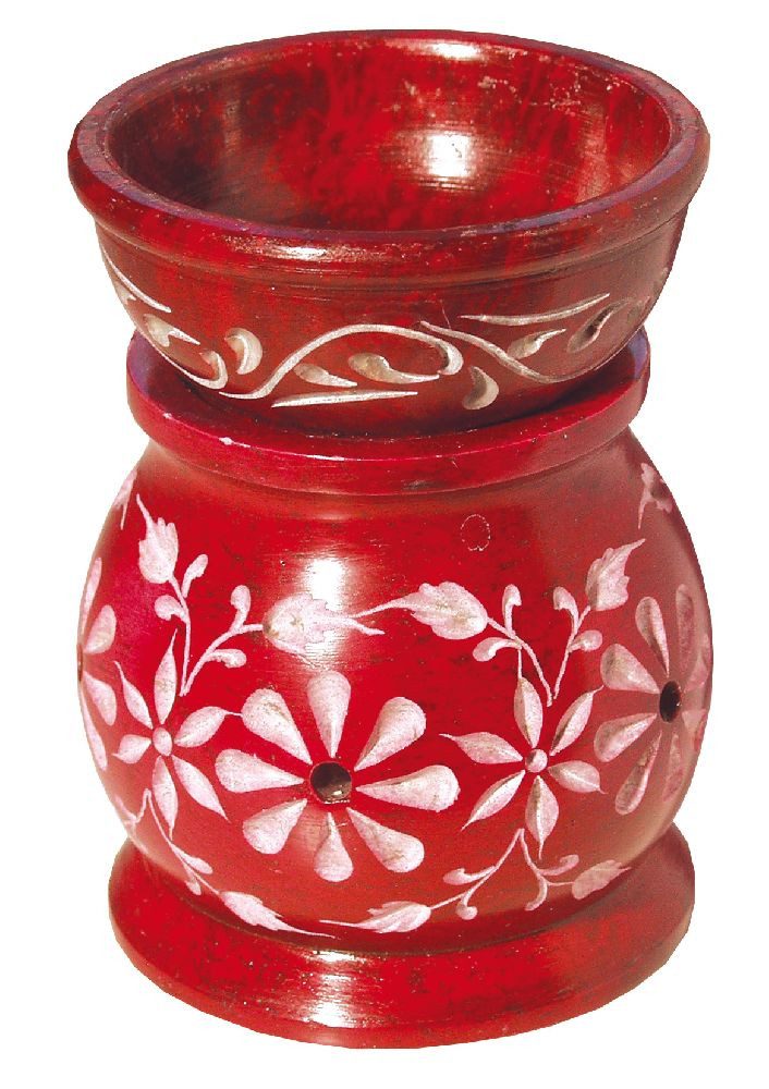 Duftlampe Aromalampe "Blume" Speckstein rot 6x9cm