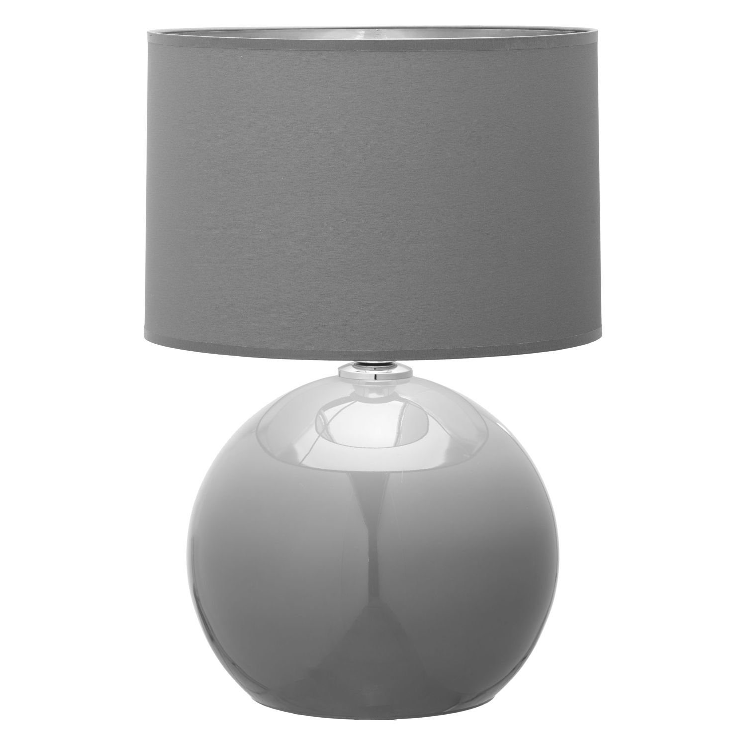 Licht-Erlebnisse Tischleuchte AMADO, 54 Wohnzimmer E27 Grau cm Glas ohne Graphit Stoff Leuchtmittel, Schlafzimmer