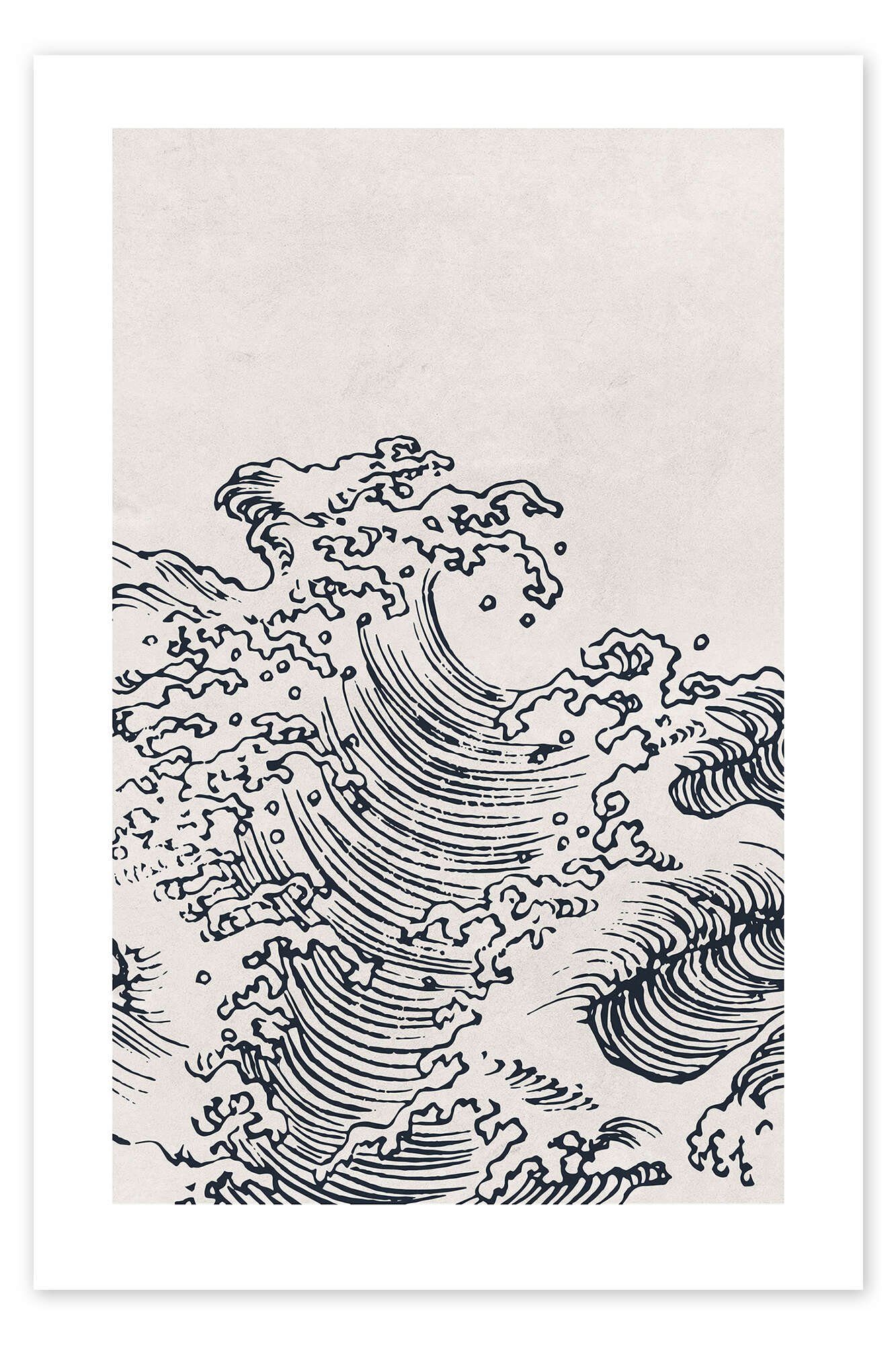Posterlounge Poster Mori Yūzan, Flut I, Badezimmer Japandi Illustration