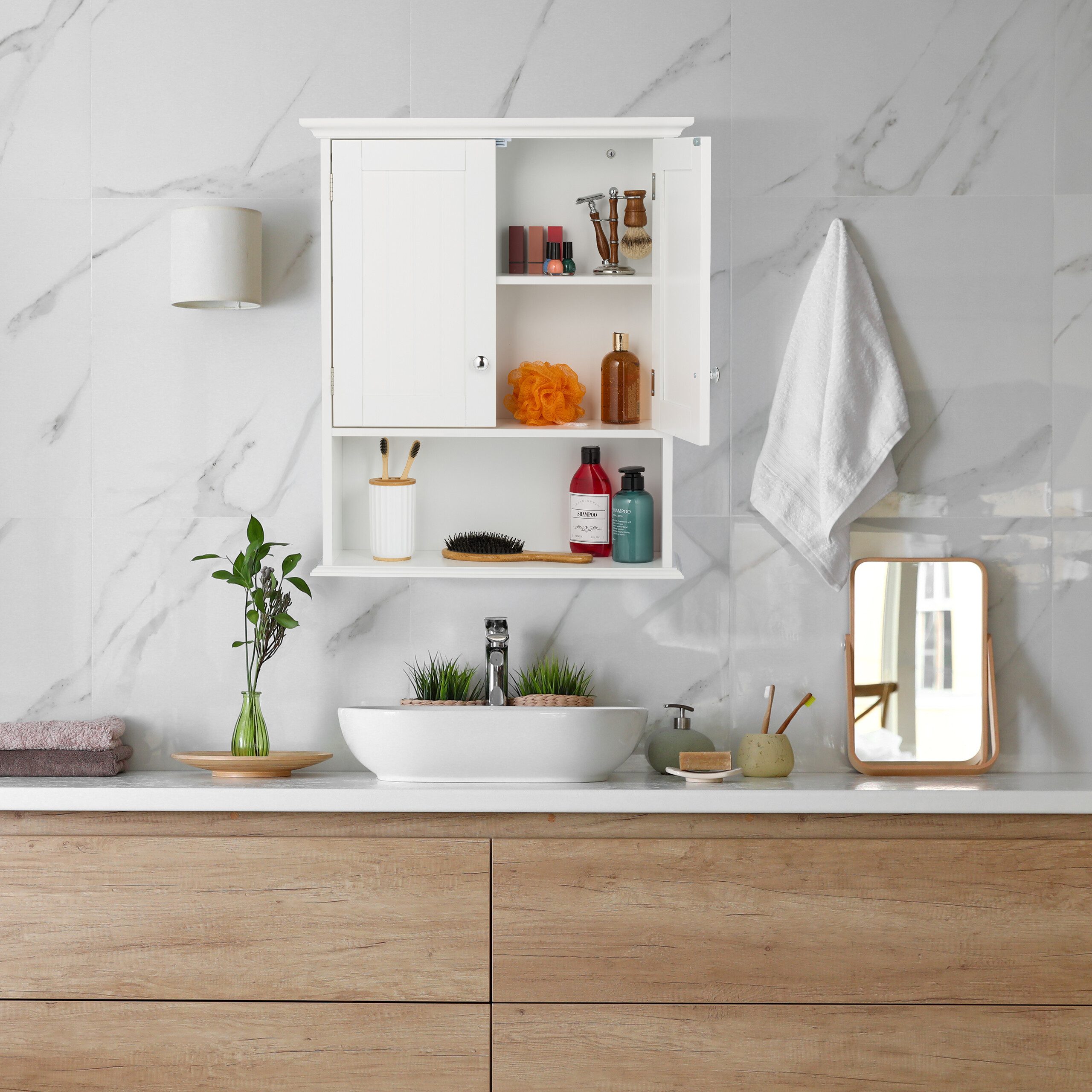 relaxdays Hängeschrank Weißer Hängeschrank Bad günstig online kaufen