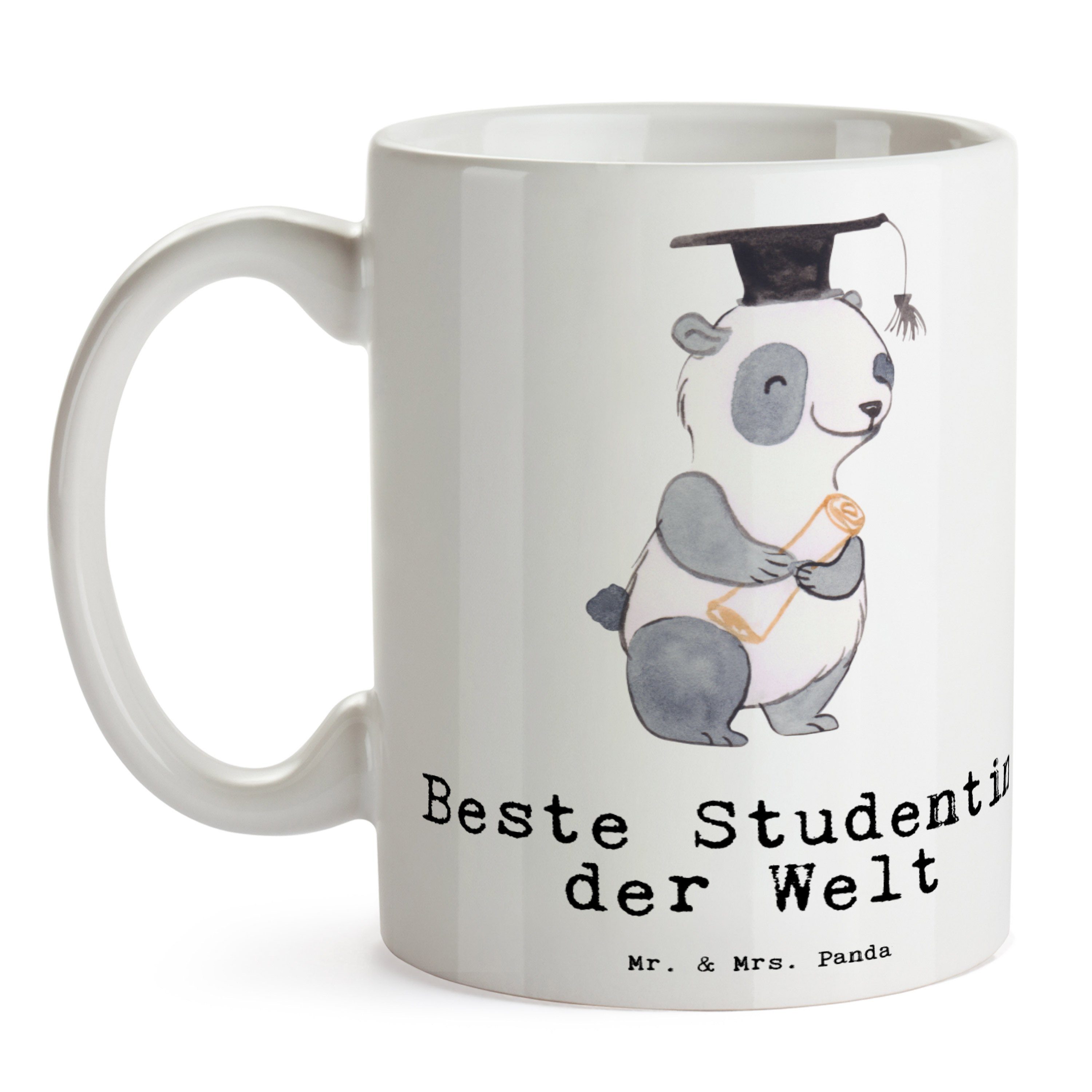 Mr. Kaffeetasse, Dankeschön, Universität, Tee, & Büro, Geschenk, Keramik Mrs. Welt Geschenkidee, der Tasse - - Beste Studentin Panda Becher, Alumni, Weiß Bedanken, Panda Studenten,