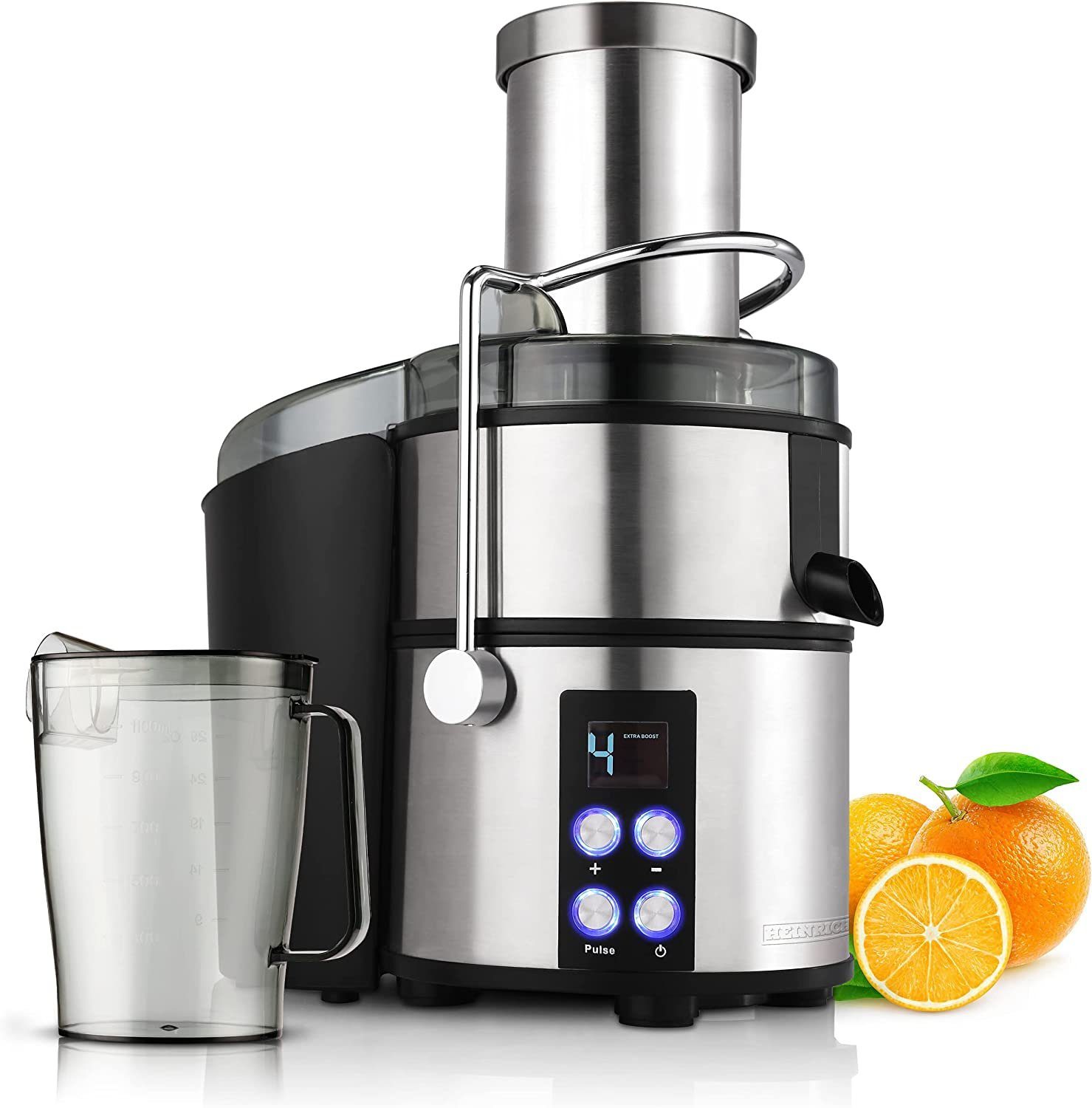 Heinrich´s Entsafter HPJ 8694, 800,00 W, 2L, Saftpresse, Juicer mit Edelstahlsieb mit 1,1 Liter Saftbehälter