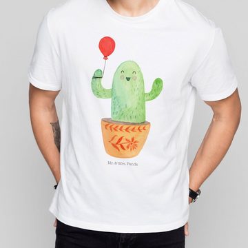 Mr. & Mrs. Panda T-Shirt Kaktus Luftballon - Weiß - Geschenk, Geburstag, Junggesellenabschied, (1-tlg)