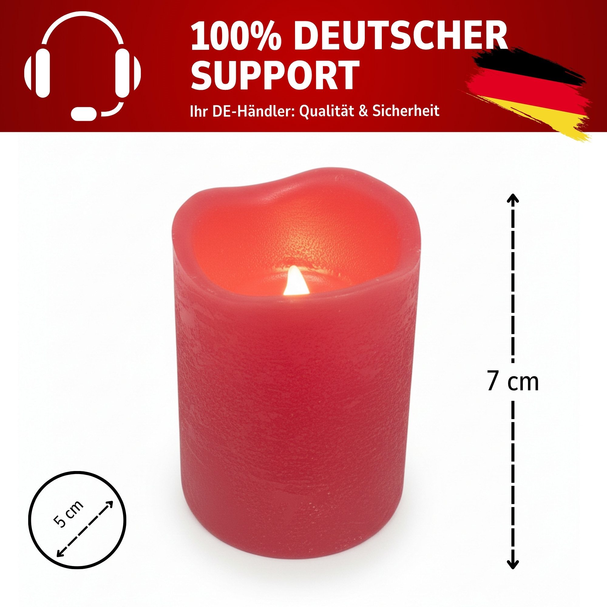 ToCi LED-Kerze 4er-Set LED-Kerze mit Timer Kerzenlicht Echtwachskerze Rot Ø günstig online kaufen