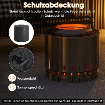 COSTWAY Feuerschale ⌀49 cm Feuerstelle, aus Edelstahl, tragbar
