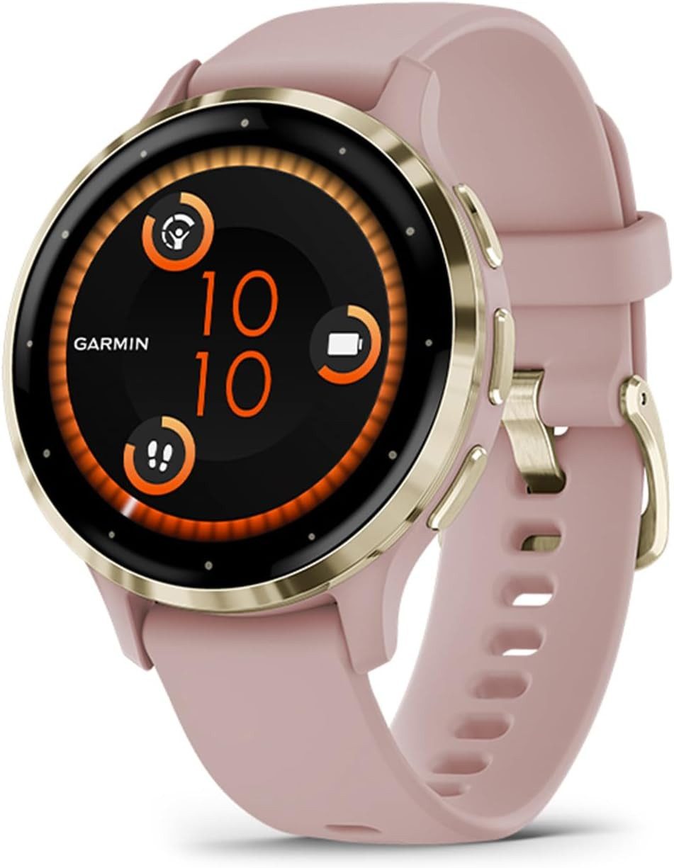 Garmin Herren"s Damen"s Fitness Uhr; mit AMOLED & Telefonfunktion Smartwatch (2,5 cm/1,2 Zoll, Android/iOS), GPS Pulsuhr mit Schlafanalyse, 30 Sportmodi & 10 Tage Akku
