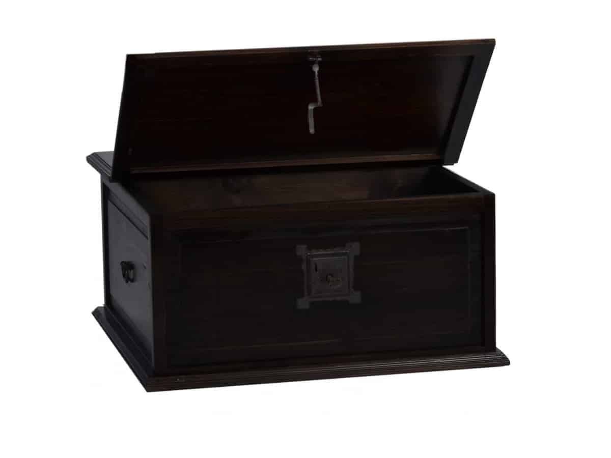 MiaMöbel Truhentisch Mexico, aus massivem Pinienholz Dunkelbraun