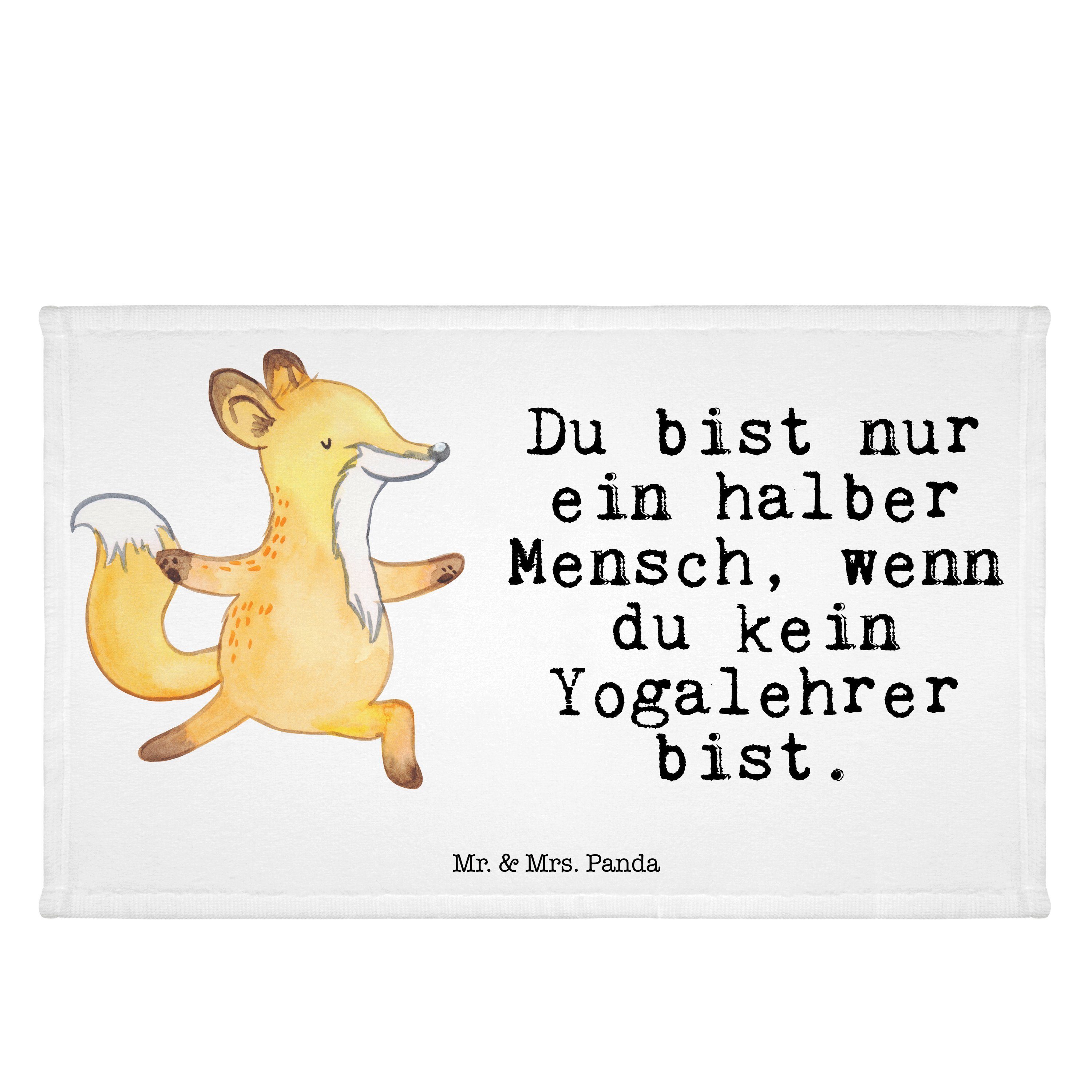 Mr. & Herz - Geschenk, (1-St) Yogalehrer Weiß Rei, Mrs. - Panda Kollege, Handtuch mit Firma, Gästetuch