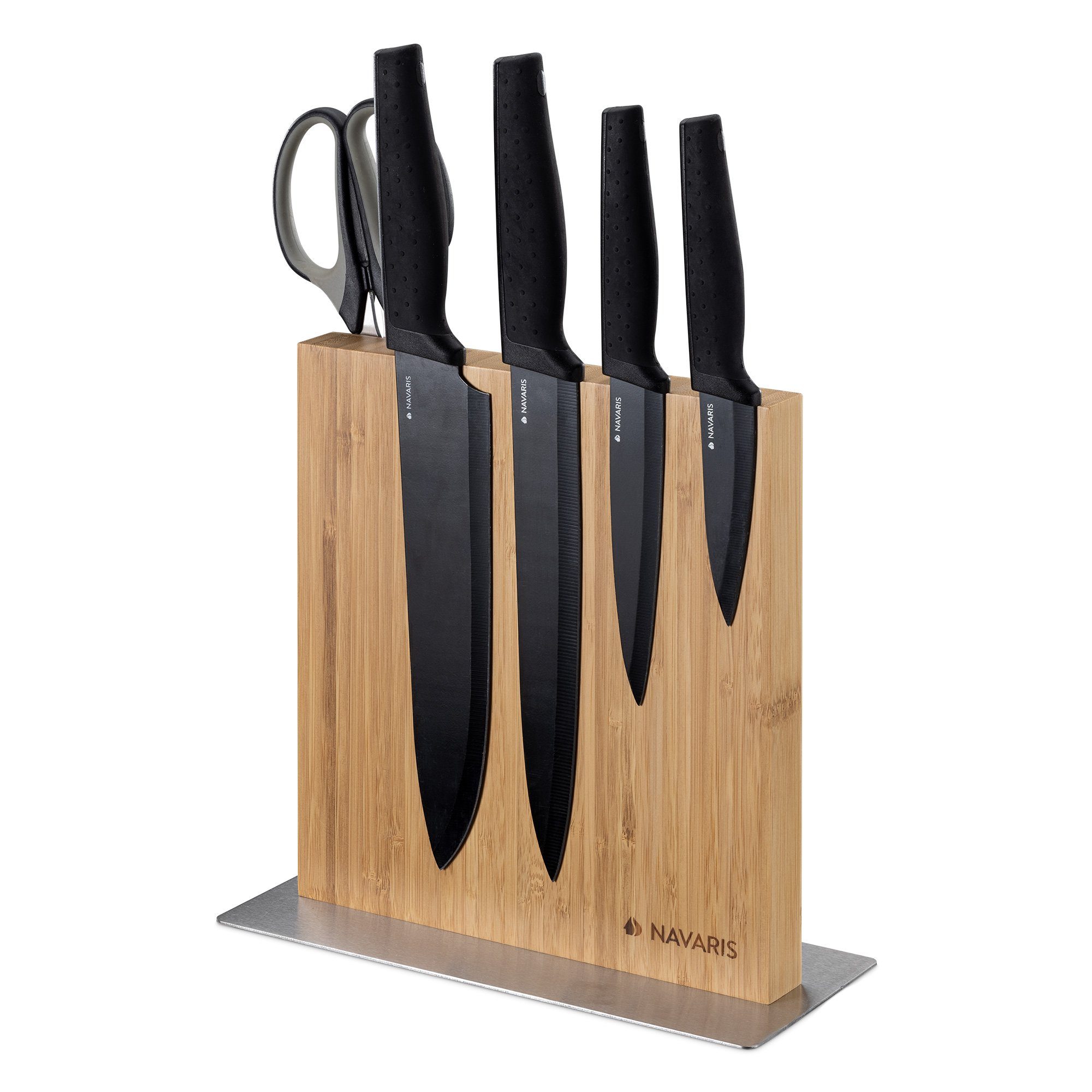 Navaris Magnet-Messerblock Messerhalter magnetisch aus Bambus