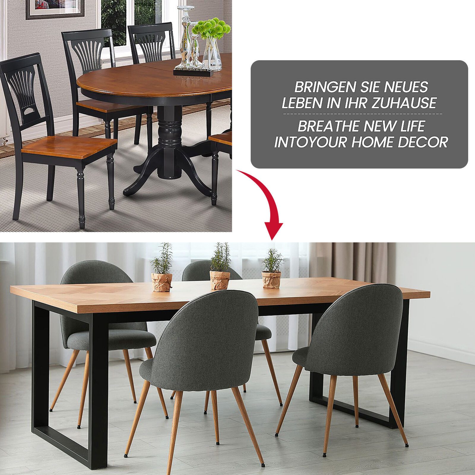 Youyijia Möbelfuß 2 Stück Metall Tischbeine 43x40cm Tischbeine Metall Schwarz – Bild 4 von 5