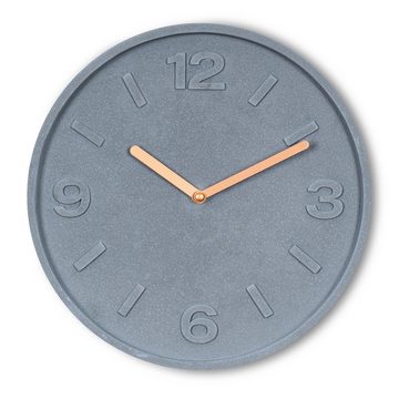 Levandeo® Wanduhr (Hochwertige Wanduhr Beton-Uhr 30cm Grau Kupfer Uhrzeit Wanddeko)