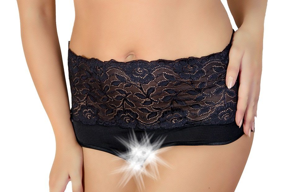 Panty-Ouvert Ouvert-Panty in Übergrößen aus schwarzer Spitze