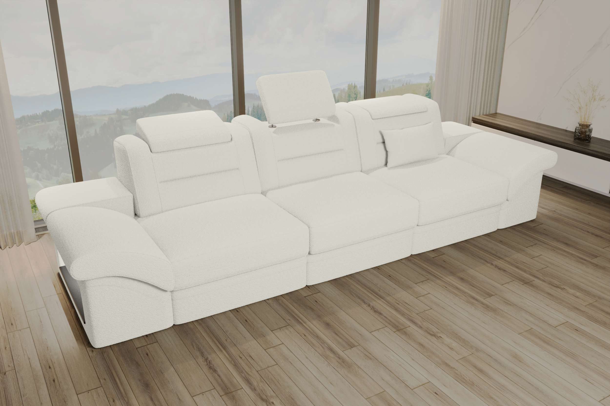 Sofa Dreams Polstergarnitur Couch Monza 3 Sitzer Stoffsofa, (Sofa, Big-Sofa), Designersofa Couch, 1 Zierkisse inkl., LED, mit elektr. Relaxfunktion