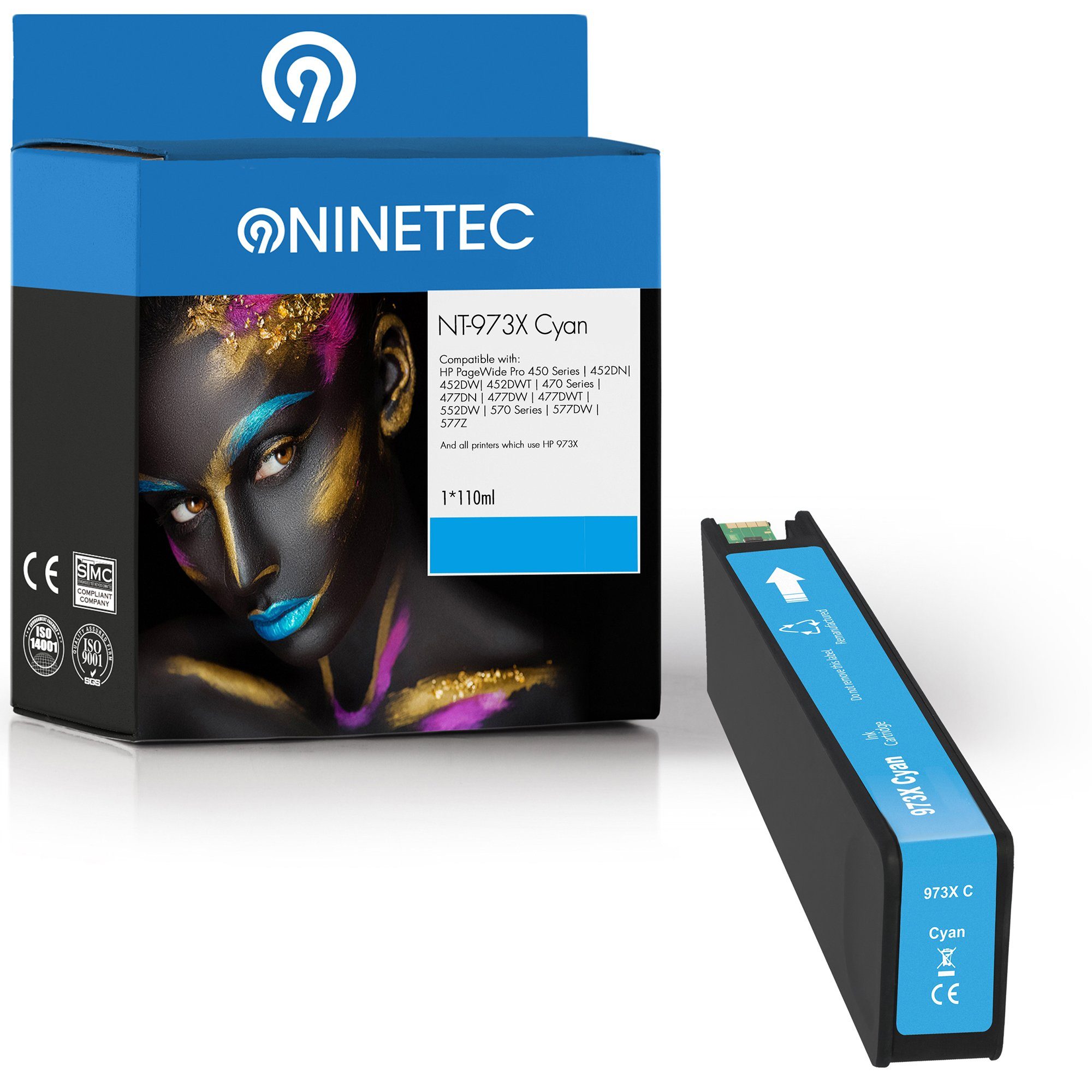 NINETEC 1 NINETEC HP973X Patrone kompatibel mit HP 973X 973 X Cyan Tintenpatrone