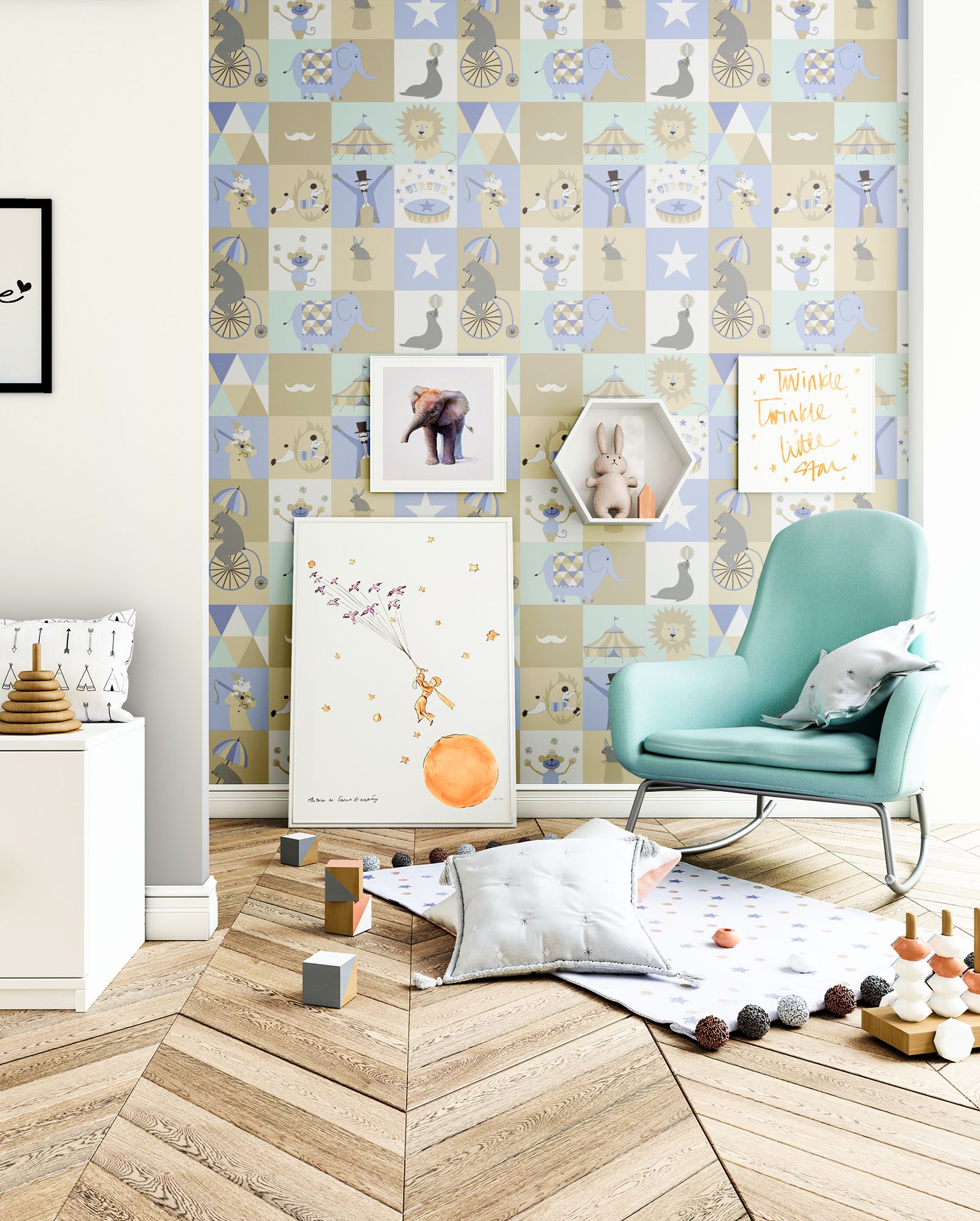 Newroom Vliestapete Muster Tapete Kinderzimmer Sterne, Babytapete