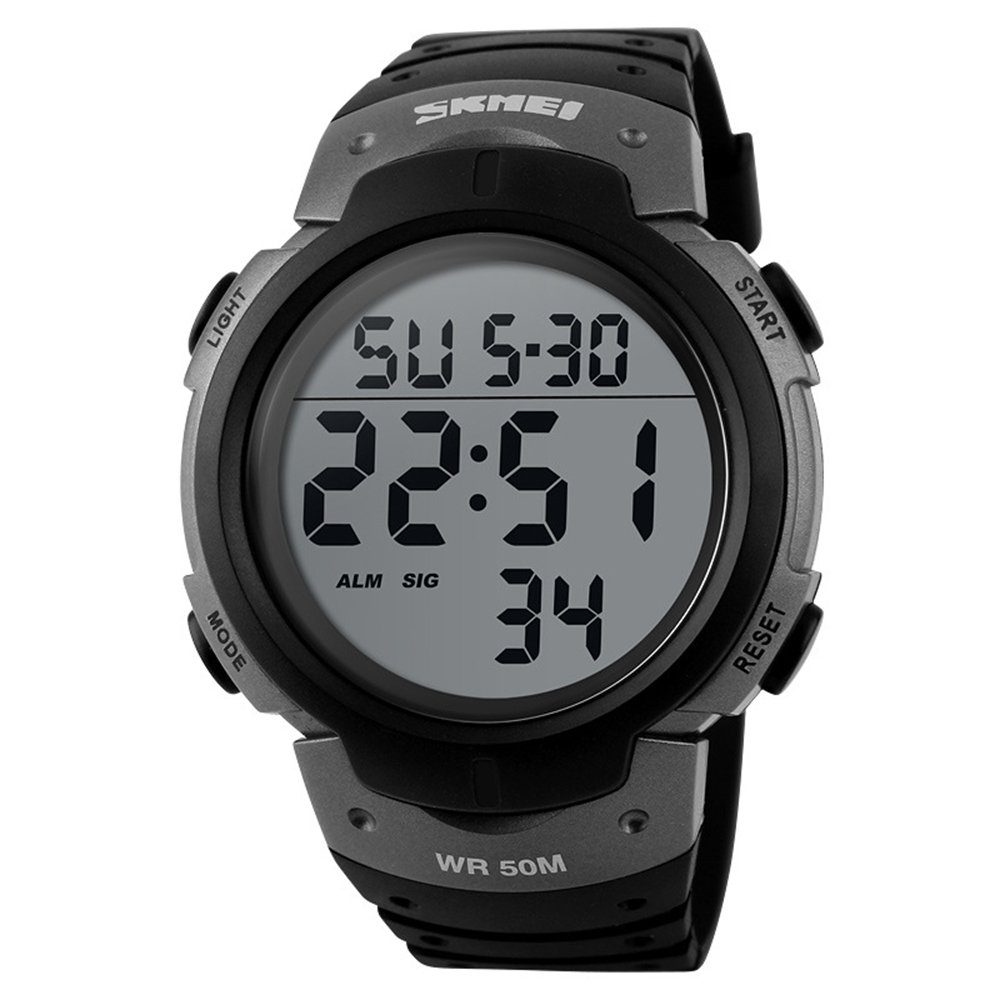 GelldG Armbanduhr mit Wecker, mit LED-Hintergrundbeleuchtung Digitaluhren Smartwatch