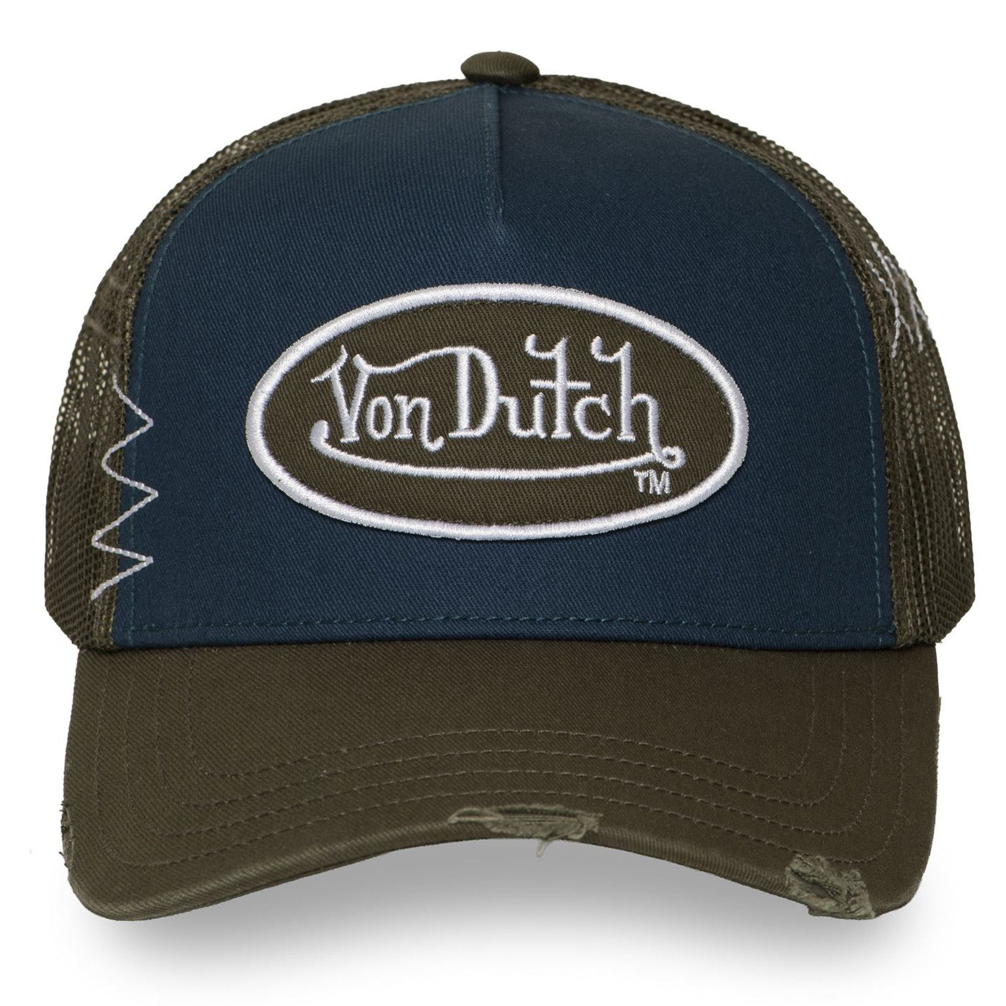 Von Dutch Trucker Cap Von Dutch Originals Trucker Cap CALIFORNIA TWILL Used Dark Green Blue (Basecap, Basecap, Meshcap, Trucker Kappe) Used-Look