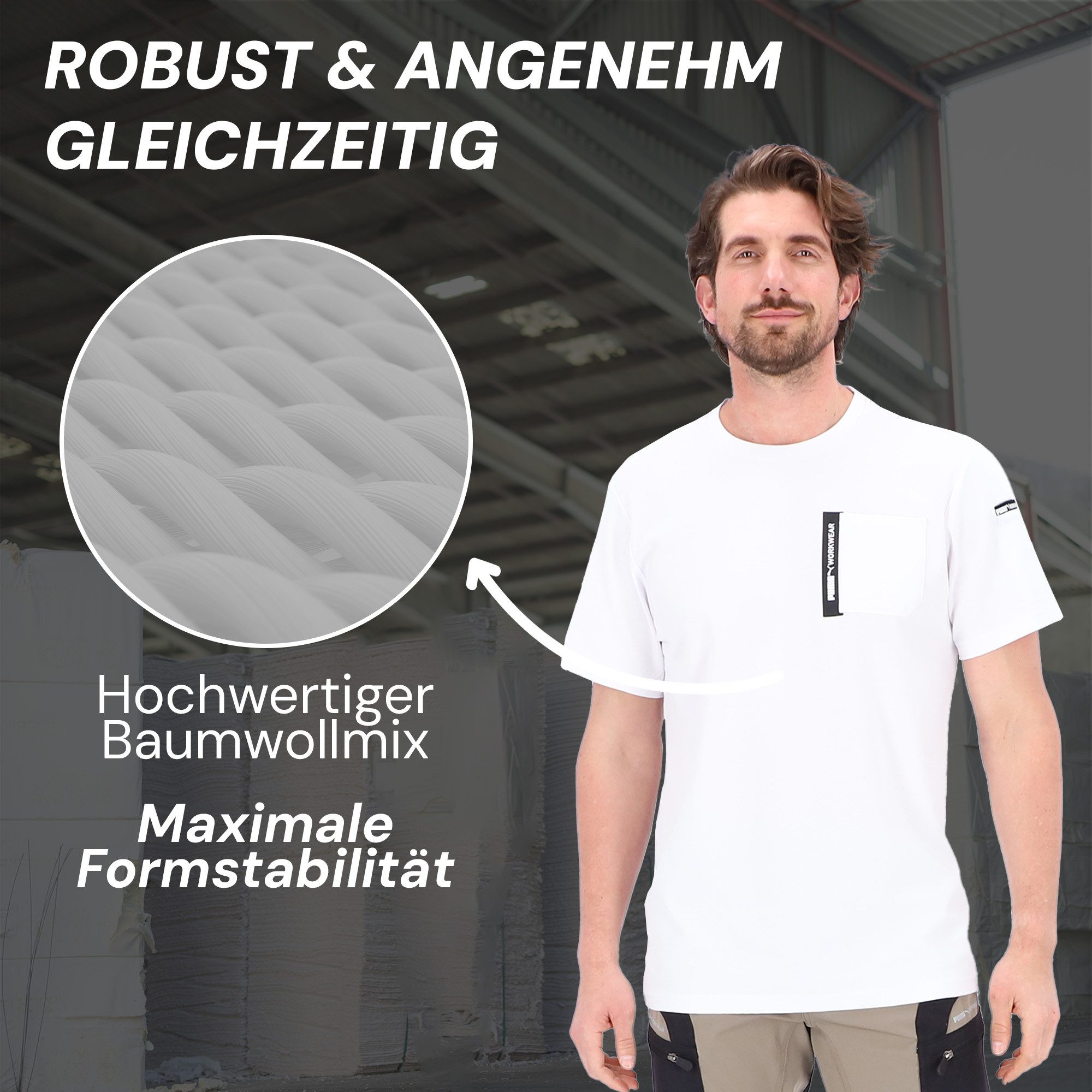 PUMA Workwear T-Shirt ADVANCED Arbeitsshirt - Herren Shirt mit Brusttasche - Utility Fach Strapazierfähiges und atmungsaktives Gewebe, für Handwerk und Logistik