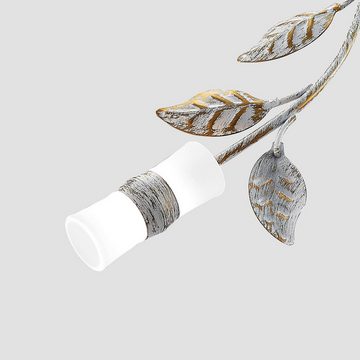 Lindby LED Deckenleuchte Bolonia, LED-Leuchtmittel fest verbaut, warmweiß, Landhaus / Rustikal, Eisen, Aluminium, weiß, bronze, 12 flammig, inkl.