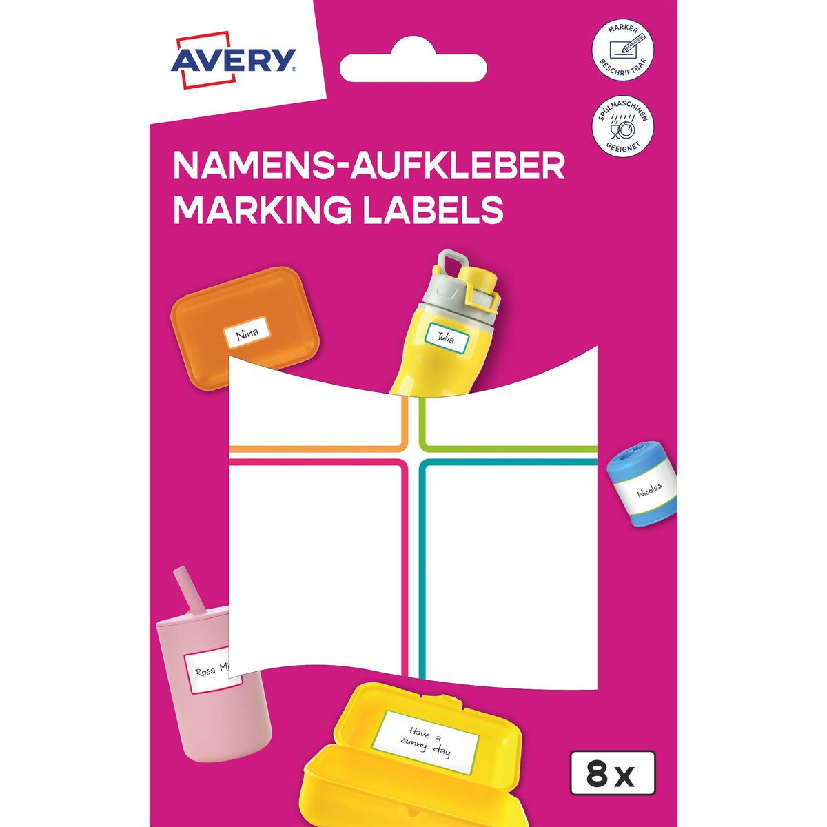 Avery Zweckform Etiketten Namensaufkleber Folie 46x68mm 2 Bogen